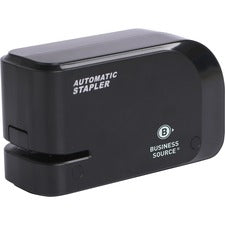 Business Source Electric Stapler Staples Upto 20 Sheet - Holds Upto 105 Staple - Half Strip - Staple Size: 24, 26/0.24" , 0.24" - 2 x AA - Black - 1 Each