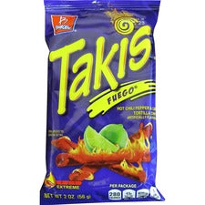 Takis Fuego Rolled Tortilla Chips Hot Chili Pepper & Lime - 1 - 1.98 oz - 42 / Carton