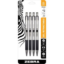 Zebra Pen STEEL 3 Series G-301 Retractable Gel Pen 0.7 mm Pen Point - Refillable - Retractable - Black Ink - Gel-based - Metal Barrel - 4 / Pack