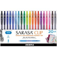 Zebra Pen SARASA Clip Retractable Gel Pen 0.5 mm Medium Pen Point - Retractable - Water Based - 20 / Pack