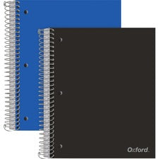 Oxford 5-Subject Wire-Bound Notebook 5 Subject(s) - 200 Sheets - Wire Bound - College Ruled Front Ruling - Red Margin - 3 Hole(s) - 9" x 11" Sheet Size - 0.60" Height x 9" Width x 11" Length - Assorted Cover - Divider, Snag Resistant, Micro Perforated, Mo