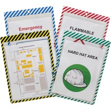 C-Line Safety Striped Shop Ticket Holders 0.1" Height x 9.8" Width x 13.6" Length - Vinyl - Assorted - 25 / Box