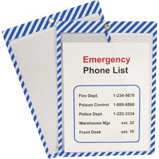 C-Line Safety Striped Shop Ticket Holders 0.1" Height x 9.8" Width x 13.6" Length - Vinyl - Blue, White - 25 / Box