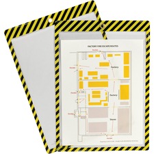 C-Line Safety Striped Shop Ticket Holders 0.1" Height x 9.8" Width x 13.6" Length - Vinyl - Yellow, Black - 25 / Box