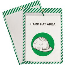 C-Line Safety Striped Shop Ticket Holders 0.1" Height x 9.8" Width x 13.6" Length - Vinyl - White, Green - 25 / Box