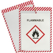 C-Line Safety Striped Shop Ticket Holders 0.1" Height x 9.8" Width x 13.6" Length - Vinyl - White, Red - 25 / Box