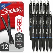 Sharpie S-Gel Pens 1 mm Pen Point - Retractable - Blue Ink - Gel-based - 1 Dozen