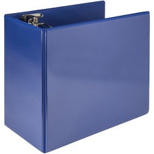 Samsill Nonstick 6" Locking D-Ring View Binder 6" Binder Capacity - 1225 Sheet Capacity - 3 Ring(s) - Fastener(s): D-Ring - Pocket(s): 2, Internal - Dark Blue - 2.73 lb - Recycled - Lockable, Non-stick, Concealed Rivet, Ink-transfer Resistant, Clear Overl