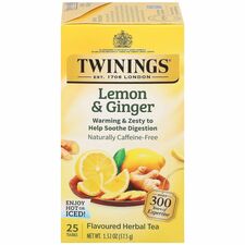 Twinings of London Lemon & Ginger Herbal Tea Bag Herbal Tea - 1.3 oz - 25 / Box