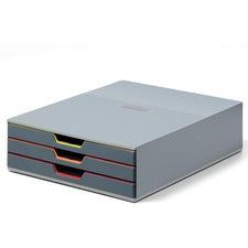DURABLE VARICOLOR 3 Drawer Desktop Storage Box, Gray/Multicolor 3 Drawer(s) - 3.75" Height x 11" Width x 14" Depth - Desktop - Gray - Plastic - 1 Each