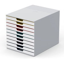 DURABLE VARICOLOR MIX 10 Drawer Desktop Storage Box, White/Multicolor 10 Drawer(s) - 11" Height x 11.50" Width x 14" Depth - Desktop - White - Plastic - 1 Each