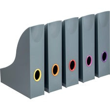 DURABLE VARICOLOR Magazine Rack Set, Gray/Multicolor - 5 pack Gray, Multicolor - 5 / Carton