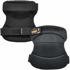 Ergodyne ProFlex 230HL Wide Soft Cap Knee Pads Recommended for: Landscaping, Maintenance, Carpentry - Universal - Knee, Dust, Grime Protection - Hook & Loop Closure - Black - Abrasion Resistant, Comfortable, Durable, Light Duty, Anti-odor, Washable - 2 /