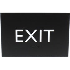 Lorell Exit Sign 4.5" Width x 6.8" Height - Rectangular Shape - Surface-mountable - Easy Readability, Braille - Indoor - Plastic - Black - 1 Each