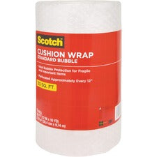 Scotch Perforated Cushion Wrap 12" Width x 30 ft Length - Perforated, Lightweight, Recyclable, Non-scratching, Easy Tear - Polyethylene, Nylon - Clear - 1 Roll