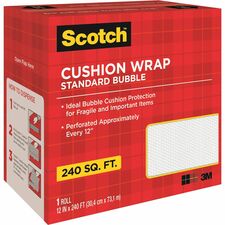 Scotch Perforated Cushion Wrap 12" Width x 240 ft Length - Perforated, Lightweight, Recyclable, Non-scratching, Easy Tear - Polyethylene, Nylon - Clear - 1 Roll