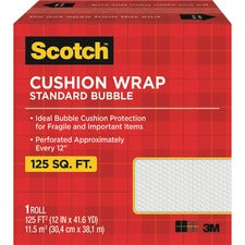 Scotch Cushion Wrap 12" Width x 100 ft Length - Perforated, Lightweight, Recyclable, Non-scratching, Easy Tear - Polyethylene, Nylon - Clear - 1 / Carton
