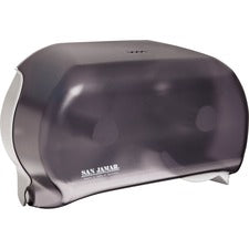 San Jamar Dual Roll Tissue Dispenser Roll Dispenser - 2 x Roll - 12.8" Height x 12.2" Width x 5.7" Depth - Plastic - Black Pearl - Ergonomic, Hygienic, Translucent, Compact, Contemporary Style, Durable, Break Resistant, Anti-bacterial - 6 / Carton