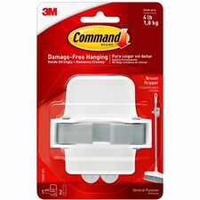 Command Broom Gripper 4 lb (1.81 kg) Capacity - 4" Height x 5.2" Width - for Broom - Plastic - White, Clear - 1 Each