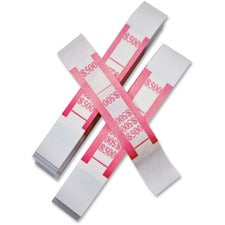 ICONEX SecurIT Currency Straps Total $500 - Adhesive, Sturdy, Color Coded - Kraft Paper - Red - 1000 / Pack