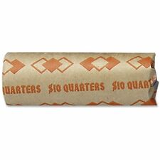 ICONEX SecurIT Tubular Kraft Paper Coin Wrappers Total $10 in 25Â¢ Denomination - Sturdy, Color Coded - Kraft Paper - Orange - 1000 / Carton