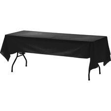 Genuine Joe Plastic Table Covers 108" Length x 54" Width - Plastic - Black - 6/Pack - 4 / Carton