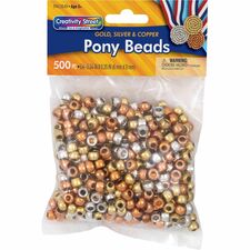 Creativity Street Pony Beads Pony Bead - Assorted, Gold, Copper, Silver