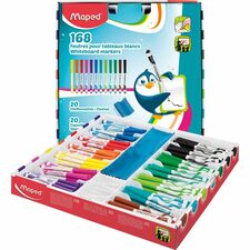Helix Dry-Erase Markers 1.4986 mm Fine Bullet Marker Point - Erasable - Assorted Ink - 168 / Box