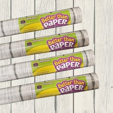 Teacher Created Resources White Wood Paper Board Roll 12 ft Height x 48" Width - White, Gray - Wood - 4 / Pack
