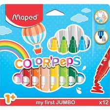 Helix Color Peps My First Jumbo Markers 0.5 mm Jumbo Marker Point - Washable - Assorted Ink - Water Based - 12 / Pack