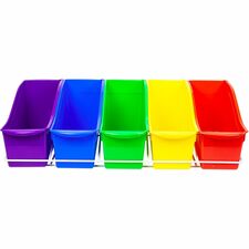 Storex Large Book Bins Metal Shelf Rack 5 Compartment(s) - 7.25" Height x 14.30" Width x 25.69" Length - Metal, Steel - 1 / Carton