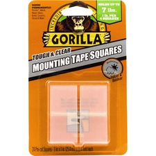Gorilla Tough & Clear Mounting Squares 1" Length x 1" Width - Clear - 24 / Pack