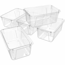 Storex Crystal Clear Cubby Bin 5.18" Height x 7.80" Width x 12.09" Length - Clear - 5 / Carton