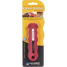 San Jamar Disposable Carton Opener Stainless Steel Blade - 8.3" Height x 2.8" Width x 0.2" Length - Contoured Grip, Disposable, Dual Blade, Dishwasher Safe - Red - 24 / Carton