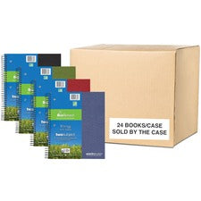 Roaring Spring EnviroNotes Earthtone 2-Subject Notebook 100 Sheets - 200 Pages - Printed - Spiral Bound - Both Side Ruling Surface - Red Margin - 3 Hole(s) - 20 lb Basis Weight - 75 g/m&#178; Grammage - 11" x 9" Sheet Size - 0.38" Height x 9" Width x 11"