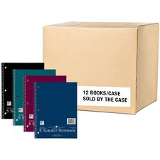 Roaring Spring Wirebound 5-subject Notebook 180 Sheets - 360 Pages - Printed - Spiral Bound - Both Side Ruling Surface - Red Margin - 3 Hole(s) - 15 lb Basis Weight - 56 g/m&#178; Grammage - 10 1/2" x 8" Sheet Size - 0.75" Height x 8" Width x 10.5" Length