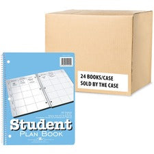 Roaring Spring Student Plan Book Academic - Weekly - 1 Week Double Page Layout - 8 1/2" x 11" Sheet Size - Green Sheet - 3 x Holes - Spiral Bound - White - Bond Paper - Blue Cover - 11" Height x 8.5" Width - Printed, Hole-punched, Smooth, Snag Proof - 24