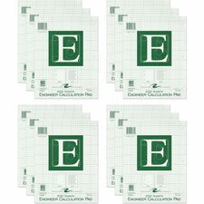 Roaring Spring 5x5 Grid Engineering Pad 200 Sheets - 400 Pages - Printed - Glued - Back Ruling Surface - 3 Hole(s) - 15 lb Basis Weight - 56 g/m&#178; Grammage - 11" x 8 1/2" Sheet Size - 0.66" Height x 8.5" Width x 11" Length - Green Paper - Chipboard Co