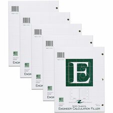 Roaring Spring 5x5 Graph Ruled Engineering Loose Leaf Filler Paper 500 Sheets - 1000 Pages - Printed - Back Ruling Surface - 3 Hole(s) - 15 lb Basis Weight - 56 g/m&#178; Grammage - 11" x 8 1/2" Sheet Size - 1.65" Height x 8.5" Width x 11" Length - Green