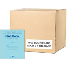 Roaring Spring Blue Examination Book 4 Sheets - 8 Pages - Printed - Stapled - Both Side Ruling Surface - Wide Ruled Front Ruling - 0.34" Ruled - Red Margin - 15 lb Basis Weight - 56 g/m&#178; Grammage - 8 1/2" x 7" Sheet Size - 0.02" Height x 7" Width x 8