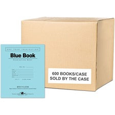 Roaring Spring Blue Examination Book 8 Sheets - 16 Pages - Printed - Stapled - Both Side Ruling Surface - Red Margin - 15 lb Basis Weight - 56 g/m&#178; Grammage - 8 1/2" x 7" Sheet Size - 0.04" Height x 7" Width x 8.5" Length - White Paper - Recycled - 6