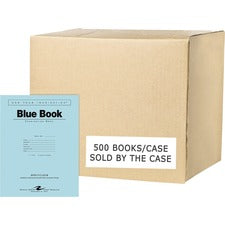 Roaring Spring Blue Examination Book 8 Sheets - 16 Pages - Printed - Stapled - Both Side Ruling Surface - Red Margin - 15 lb Basis Weight - 56 g/m&#178; Grammage - 11" x 8 1/2" Sheet Size - 0.04" Height x 8.5" Width x 11" Length - White Paper - Recycled -