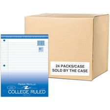 Roaring Spring College Ruled Loose Leaf Filler Paper 150 Sheets - 300 Pages - Printed - Both Side Ruling Surface - Red Margin - 3 Hole(s) - 15 lb Basis Weight - 56 g/m&#178; Grammage - 10 1/2" x 8" Sheet Size - 0.50" Height x 8" Width x 10.5" Length - Whi