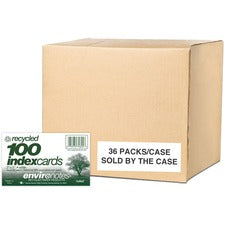 Roaring Spring EnviroNotes Index Cards 100 Sheets - 200 Pages - Printed - Front Ruling Surface - 43 lb Basis Weight - 160 g/m&#178; Grammage - 5" x 3" Sheet Size - 0.75" Height x 5" Width x 3" Length - White Paper - Recycled - 100/Pack - 36 / Carton