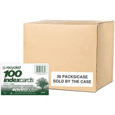 Roaring Spring EnviroNotes Index Cards 100 Sheets - 200 Pages - Printed - Front Ruling Surface - 43 lb Basis Weight - 160 g/m&#178; Grammage - 6" x 4" Sheet Size - 0.75" Height x 6" Width x 4" Length - White Paper - Recycled - 100/Pack - 36 / Carton