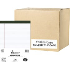 Roaring Spring USDA Certified Bio-Preferred Legal Pads 40 Sheets - 80 Pages - Printed - Stapled/Tapebound - Both Side Ruling Surface - Double Line Red Margin - 20 lb Basis Weight - 75 g/m&#178; Grammage - 11 3/4" x 8 1/2" Sheet Size - 3" Height x 8.5" Wid