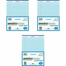 Roaring Spring EnviroShades Colored Legal Pad 50 Sheets - 100 Pages - Printed - Stapled/Tapebound - Both Side Ruling Surface - Double Line Red Margin - 15 lb Basis Weight - 56 g/m&#178; Grammage - 11 3/4" x 8 1/2" Sheet Size - 2.25" Height x 8.5" Width x