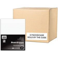 Roaring Spring Boardroom Series Gummed Pad 50 Sheets - 100 Pages - Printed - Glued - Both Side Ruling Surface - Red Margin - 15 lb Basis Weight - 56 g/m&#178; Grammage - 11" x 8 1/2" Sheet Size - 3" Height x 8.5" Width x 11" Length - White Paper - Chipboa