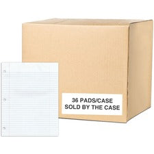 Roaring Spring Gummed Writing Pad 50 Sheets - 100 Pages - Printed - Glued - Both Side Ruling Surface - Red Margin - 3 Hole(s) - 15 lb Basis Weight - 56 g/m&#178; Grammage - 11" x 8 1/2" Sheet Size - 0.25" Height x 8.5" Width x 11" Length - White Paper - C