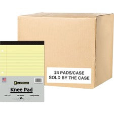 Roaring Spring Xtra Stiff Back Knee Pad Writing Pad 100 Sheets - 200 Pages - Printed - Stapled/Tapebound - Both Side Ruling Surface - Red Margin - 3 Hole(s) - 15 lb Basis Weight - 56 g/m&#178; Grammage - 11 3/4" x 8 1/2" Sheet Size - 0.50" Height x 8.5" W